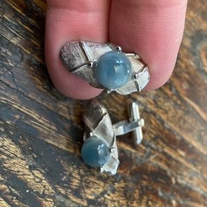 Vintage Silver & Blue Cuff Links